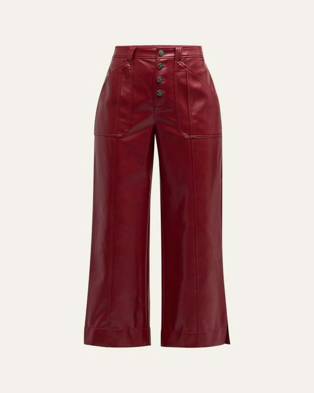 Benji Cropped Wide-Leg Faux-Leather Pants